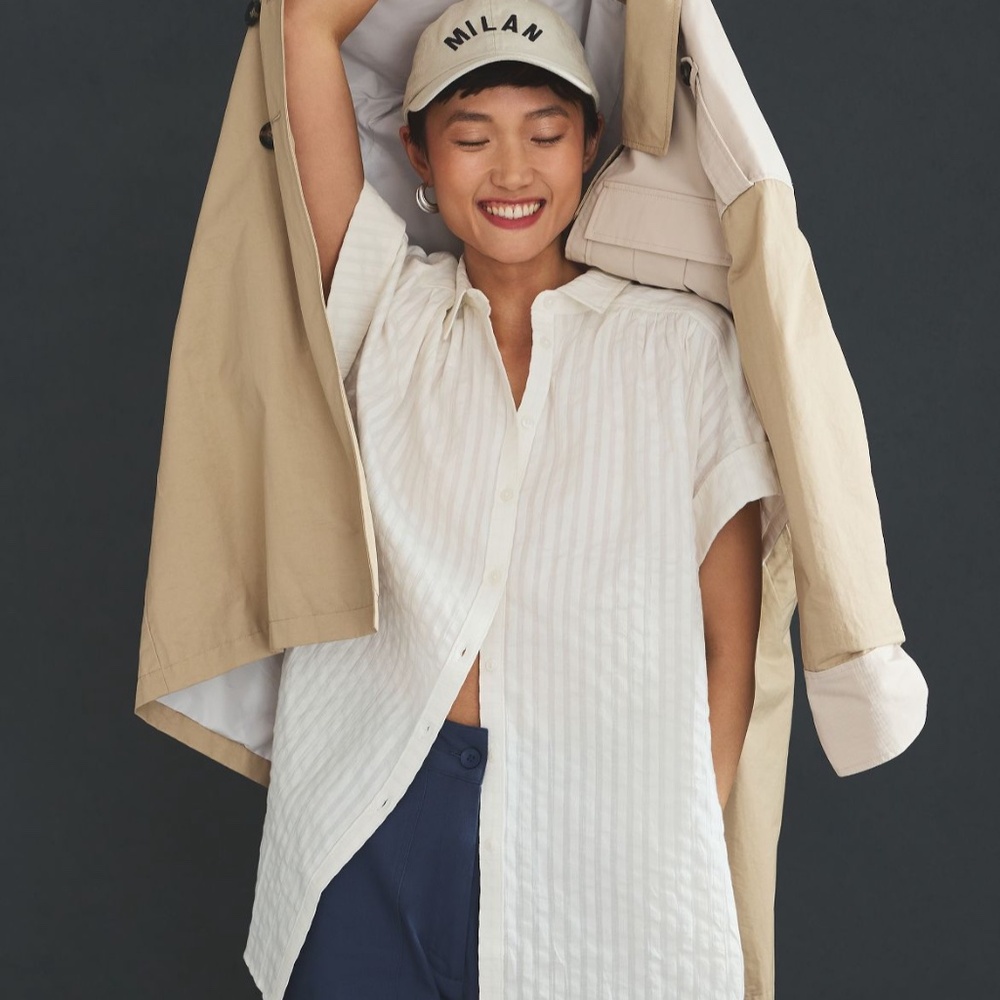 By Anthropologie Short-Sleeve Buttondown Tunic